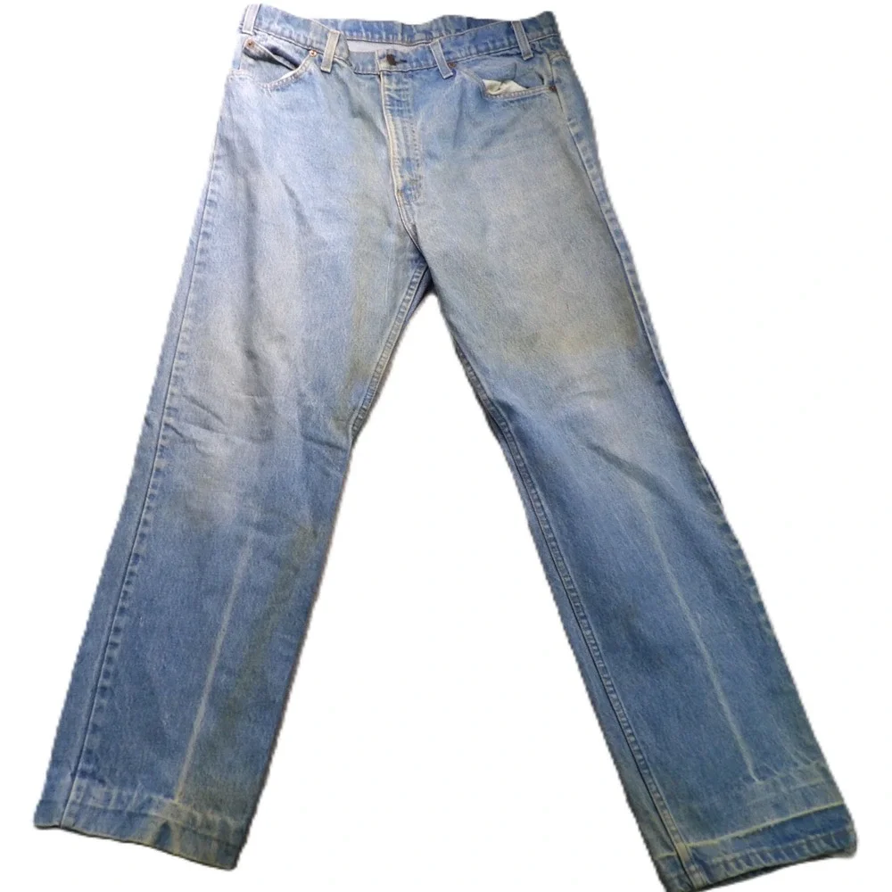 VTG Levis 509 Orange Tab Jeans Men 38x32 USA Made Light Wash Denim Straight 80s